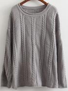 Romwe Cable Knit Dolman Grey Sweater