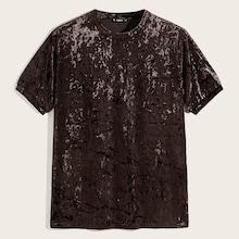 Romwe Guys Short Sleeve Velvet Tee