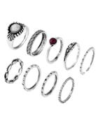Romwe Plaited Insert Engraved Ring Pack 9pcs
