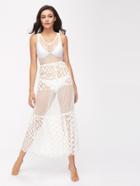 Romwe Polka Dot Sheer Mesh Cover Up Tank Dress