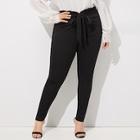 Romwe Plus Frill Belted Solid Pants