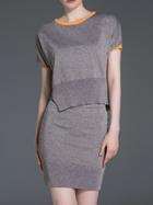 Romwe Grey Knit Top With Bodycon Skirt