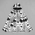 Romwe Guys Figure & Striped Print Half Placket Hooded Jacket
