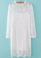 Romwe White Long Sleeve Sheer Lace Slim Dress