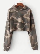 Romwe Camo Crop Hoodie