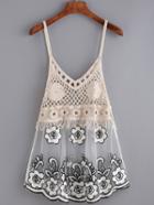 Romwe Spaghetti Strap Crochet Hollow Out Cami Top