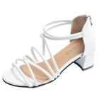 Romwe Strappy Zip Back Block Heels