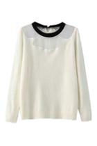 Romwe Mesh Panle White Jumper