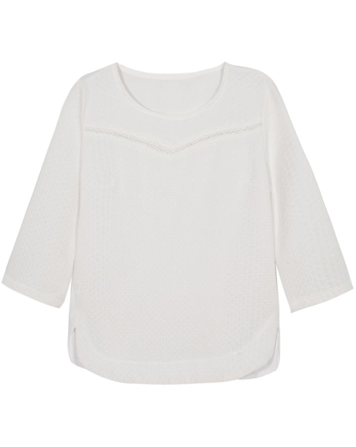Romwe Round Neck With Split Loose T-shirt