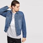 Romwe Men Solid Wash Denim Jacket