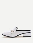 Romwe White Patent Leather Heeled Slippers