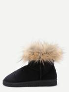 Romwe Black Velvet Soft Sole Fur Cuff Snow Boots