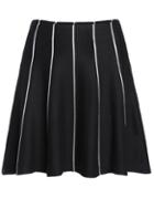 Romwe Vertical Stripe Flouncing Black Skirt