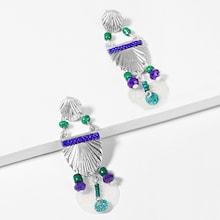 Romwe Shell & Bead Design Drop Earrings