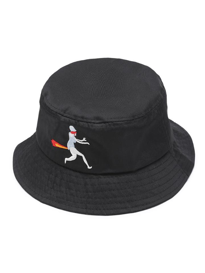 Romwe Graphic Embroidery Bucket Hat