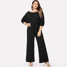 Romwe Plus Self Tie Scoop Neck Jumpsuit