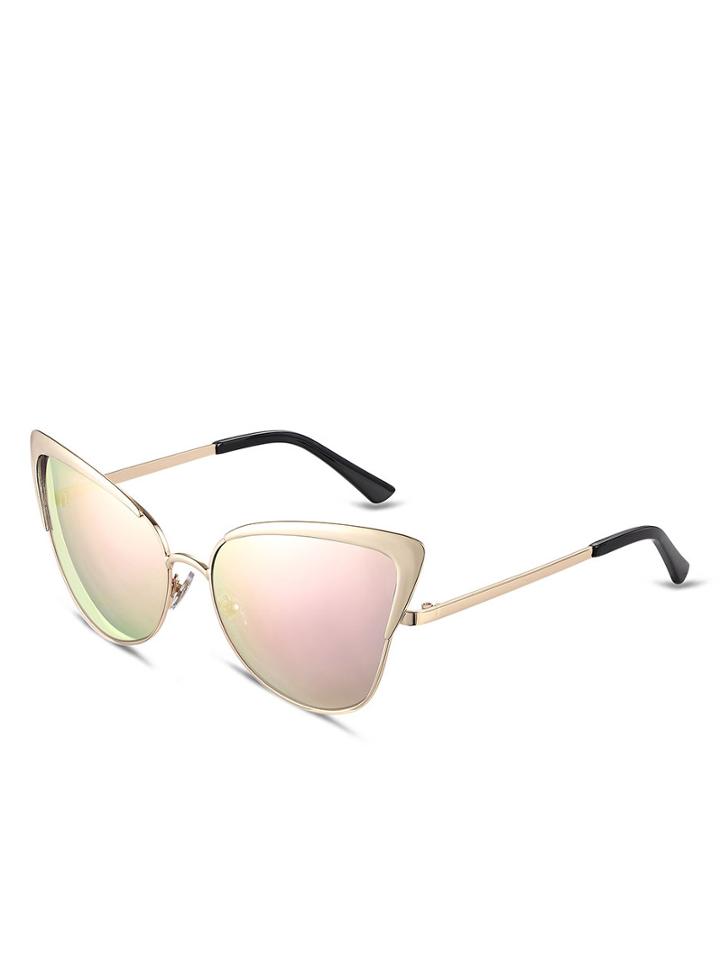 Romwe Gold Frame Pink Lenses Sunglasses