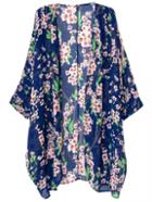 Romwe Multicolor Long Sleeve Flowers Print Cardigan Outerwear