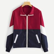 Romwe Zip Up Cut And Sew Jacket