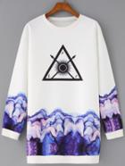 Romwe Triangle Print Long Sweatshirt