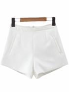 Romwe White Pockets Zipper Back Texture Shorts