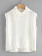 Romwe Fold Over Neck Sleeveless Sweater