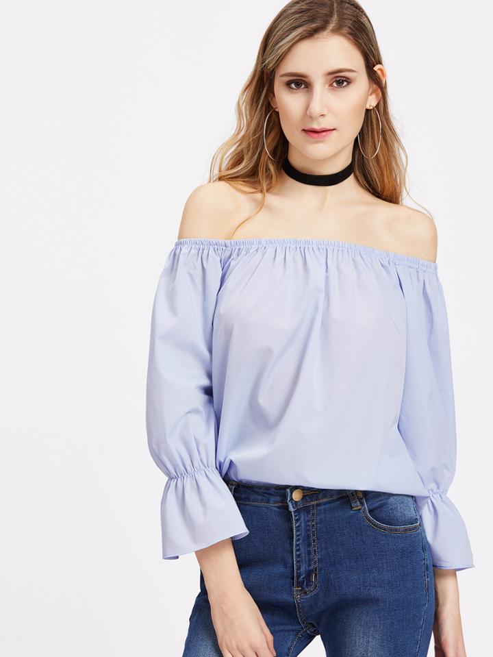 Romwe Off Shoulder Bell Sleeve Top