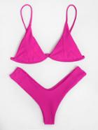 Romwe Seam Detail High Leg Bikini Set