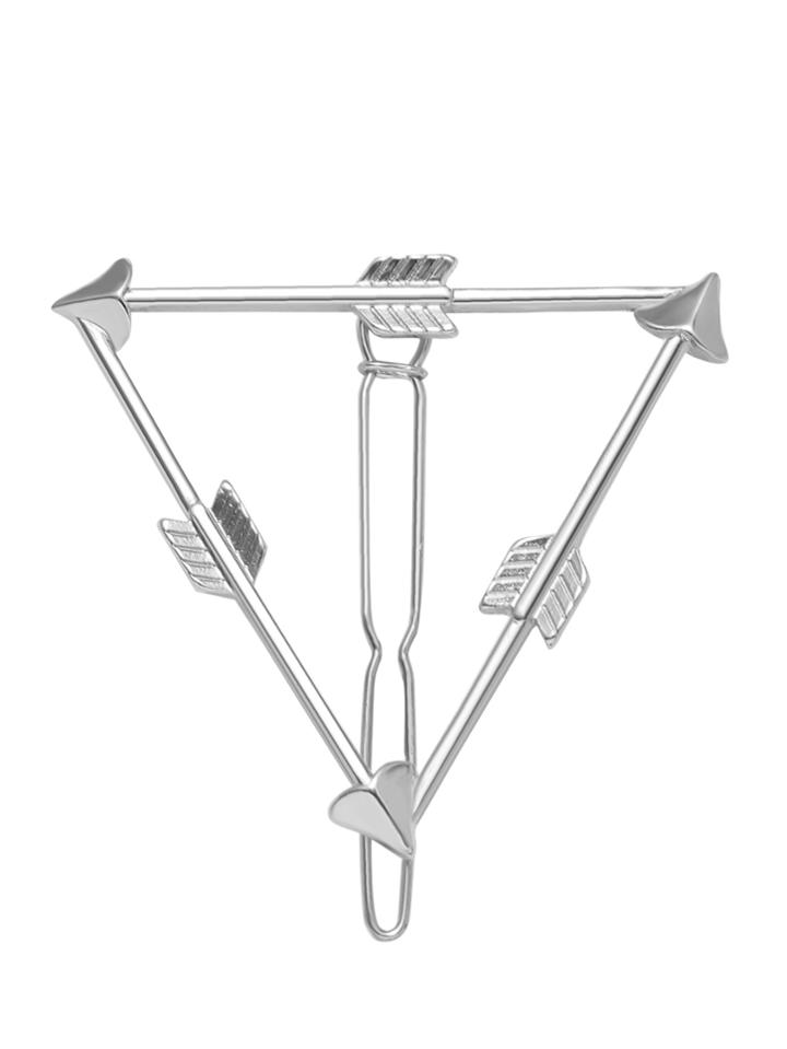 Romwe Silver Triangle Arrow Hollow Out Hair Clip