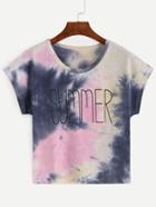 Romwe Multicolor Tie Dye Print T-shirt