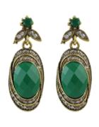 Romwe Green Gemstone Stone Earrings