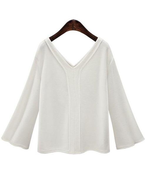 Romwe V-neck Front Patched T-shirt