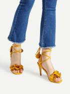 Romwe Ruffle Design Lace Up Heeled Sandals