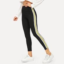 Romwe Contrast Tape Side Leggings