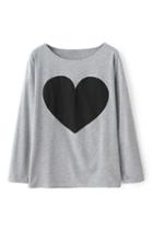 Romwe Heart Print Grey Sweatshirt