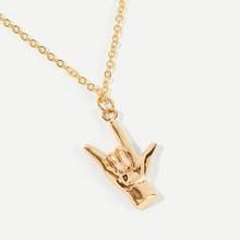 Romwe Metal Hand Pendant Chain Necklace