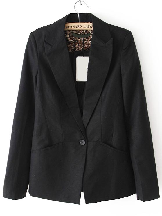 Romwe Single Button Slim Black Blazer