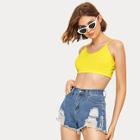 Romwe Solid Cami Crop Top