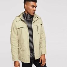 Romwe Men Letter Embroidery Solid Hooded Coat