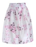 Romwe Plum Blossom Print Flare White Skirt