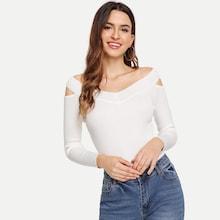 Romwe Cut Out Off-shoulder Sweater