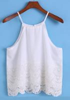 Romwe Spaghetti Strap Lace Chiffon White Cami Top