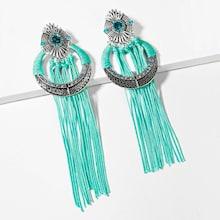 Romwe Tribal Circle Tassel Drop Earrings
