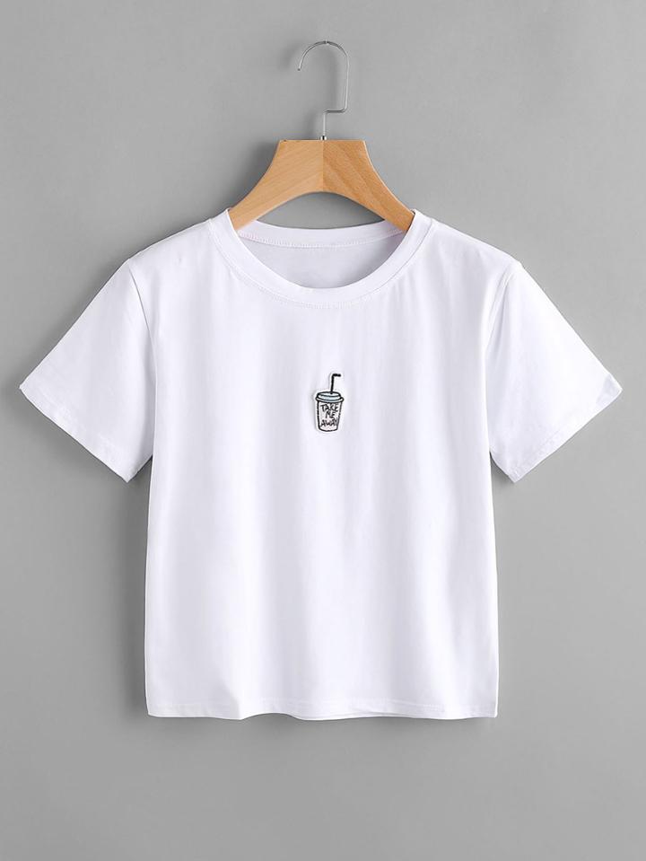 Romwe Cup Patch Tee