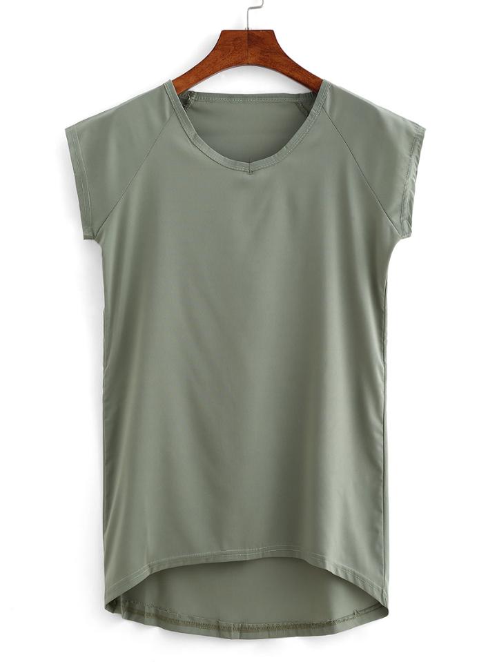 Romwe Raglan Sleeve High-low T-shirt