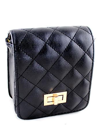 Romwe Black Diamond Pattern Buckle Bag
