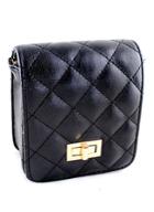 Romwe Black Diamond Pattern Buckle Bag