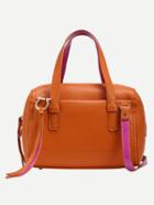 Romwe Orange Pebbled Faux Leather Duffle Bag