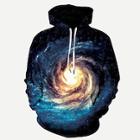 Romwe Men Abstract Galaxy Print Hooded Sweatshirt
