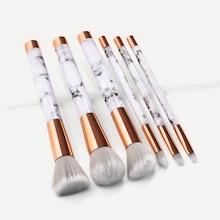 Romwe Marble Handle Makeup Brush 6pcs